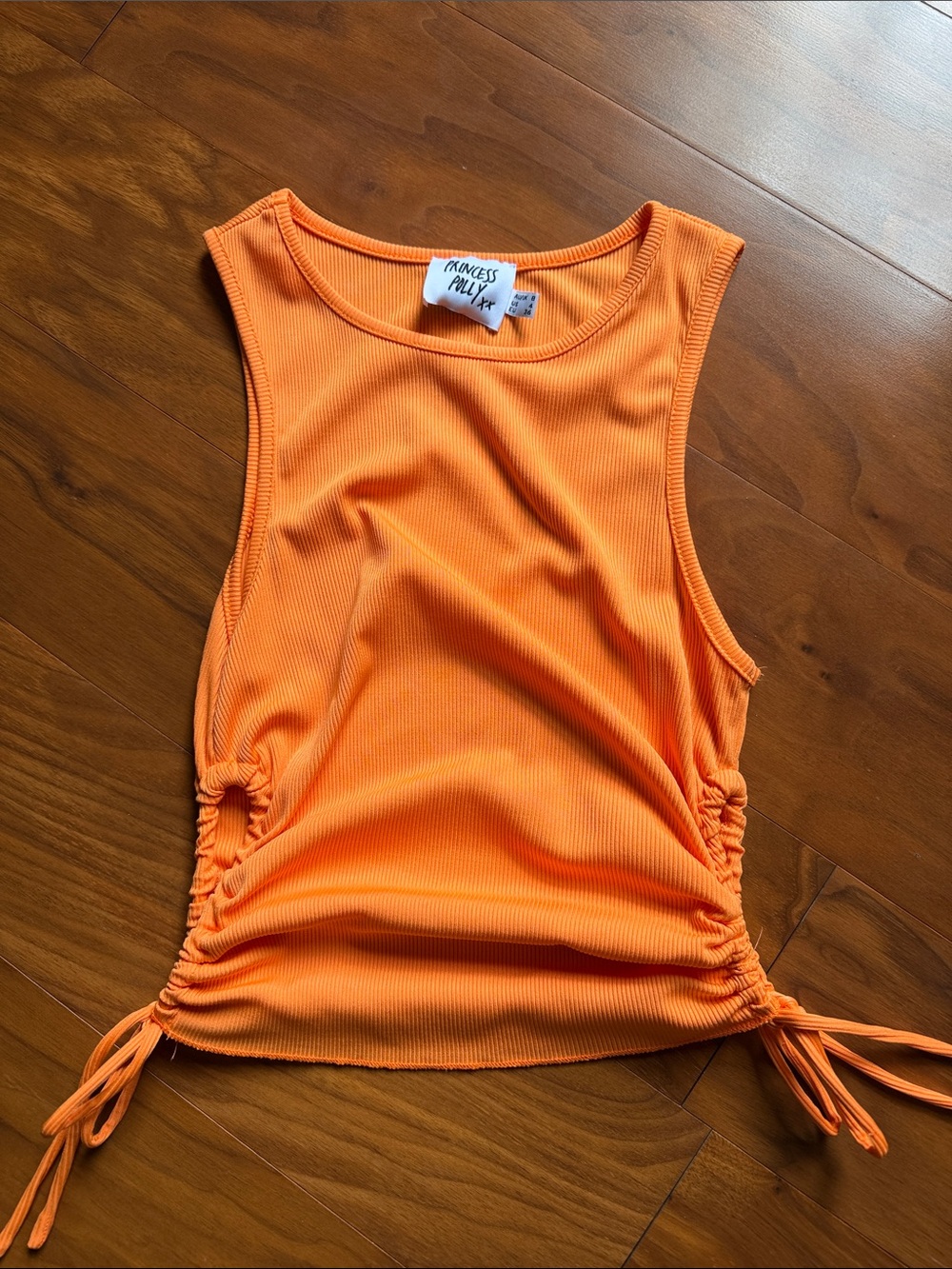 Princess Polly Bright Orange Side-Ruched Tank